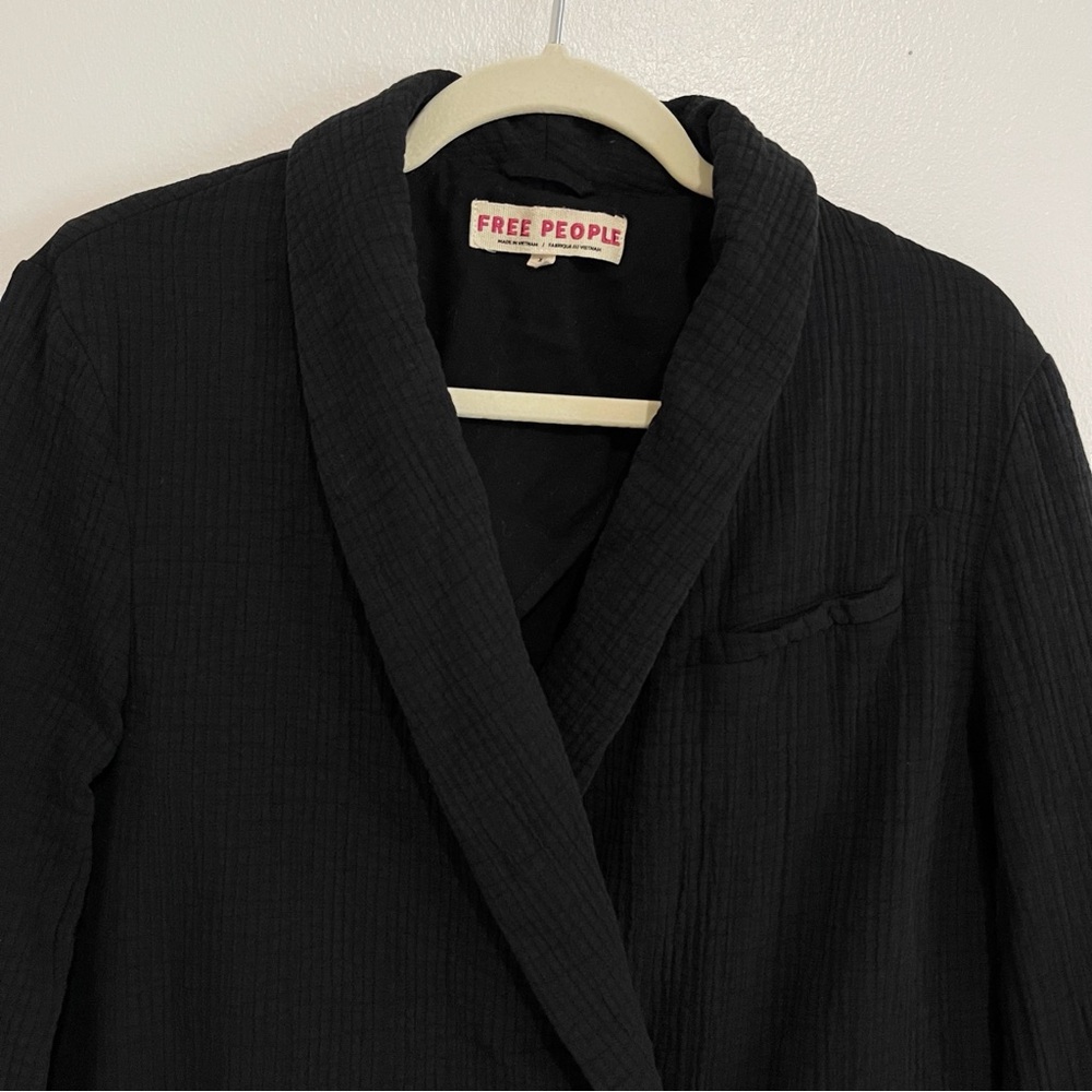 Free People Rowan Blazer 100% Cotton Black Two Front Button Size XS - Picture 11 of 15